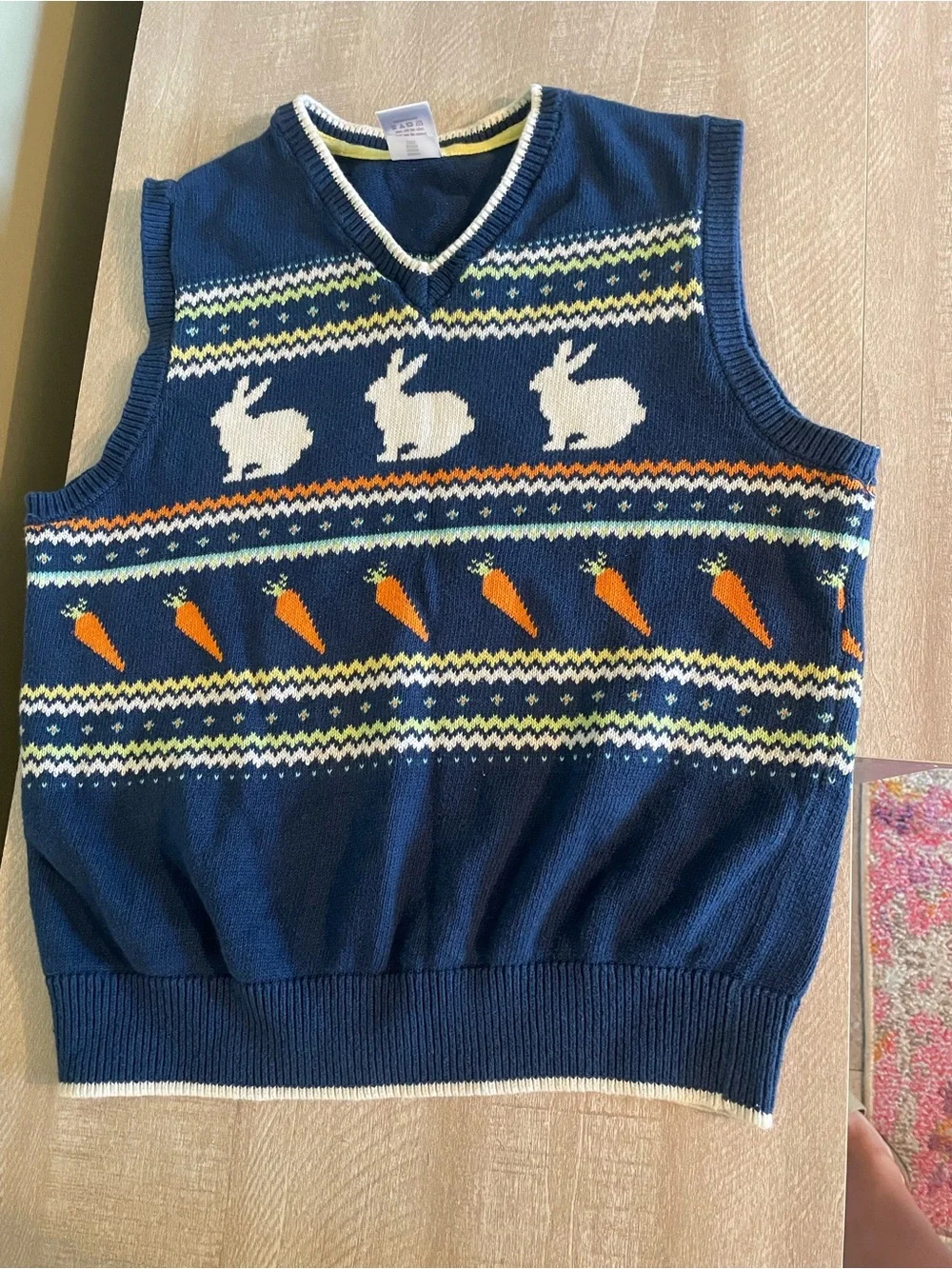 Gymboree Navy intarsia Bunny Carrot Knit Sweater Vest boys sz 8